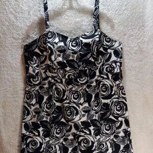 Cute Women's Plus Lane Bryant Black White Floral Print Dress- Size 24 3x 3xl EUC